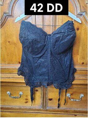 Vintage Goddess Lace Corset Bustier Plus Size New Old Stock 42DD